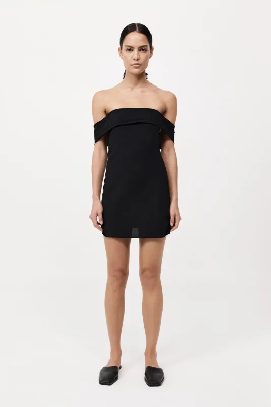 Off Shoulder Mini Dress - Black made by St. Agni