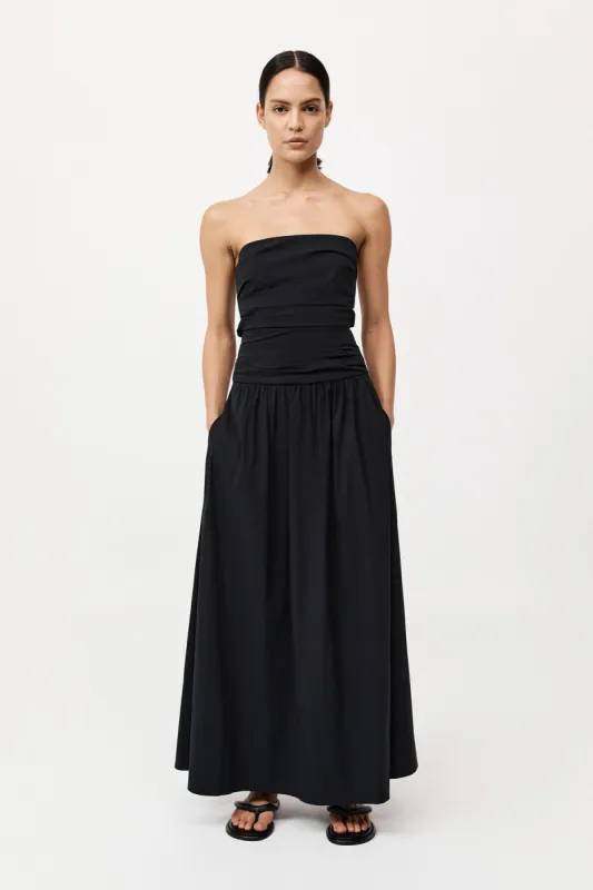Gathered Strapless Tie Back Dress - Black sold by St. Agni