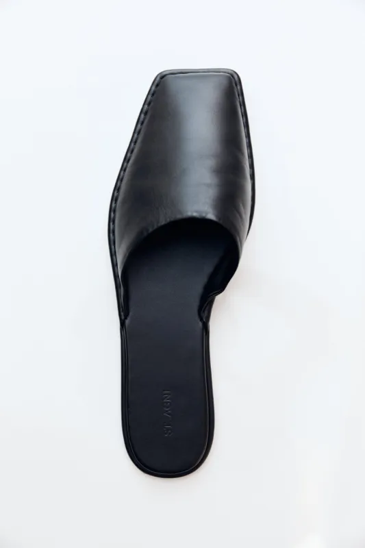 Soft Square Toe Flat - Black sold by St. Agni