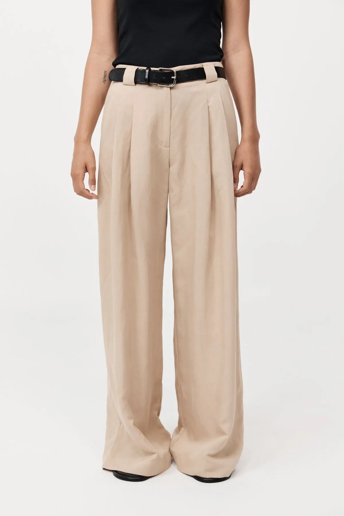 Wide Leg Pleat Pants - Dune sold by St. Agni product image thumbnail 3