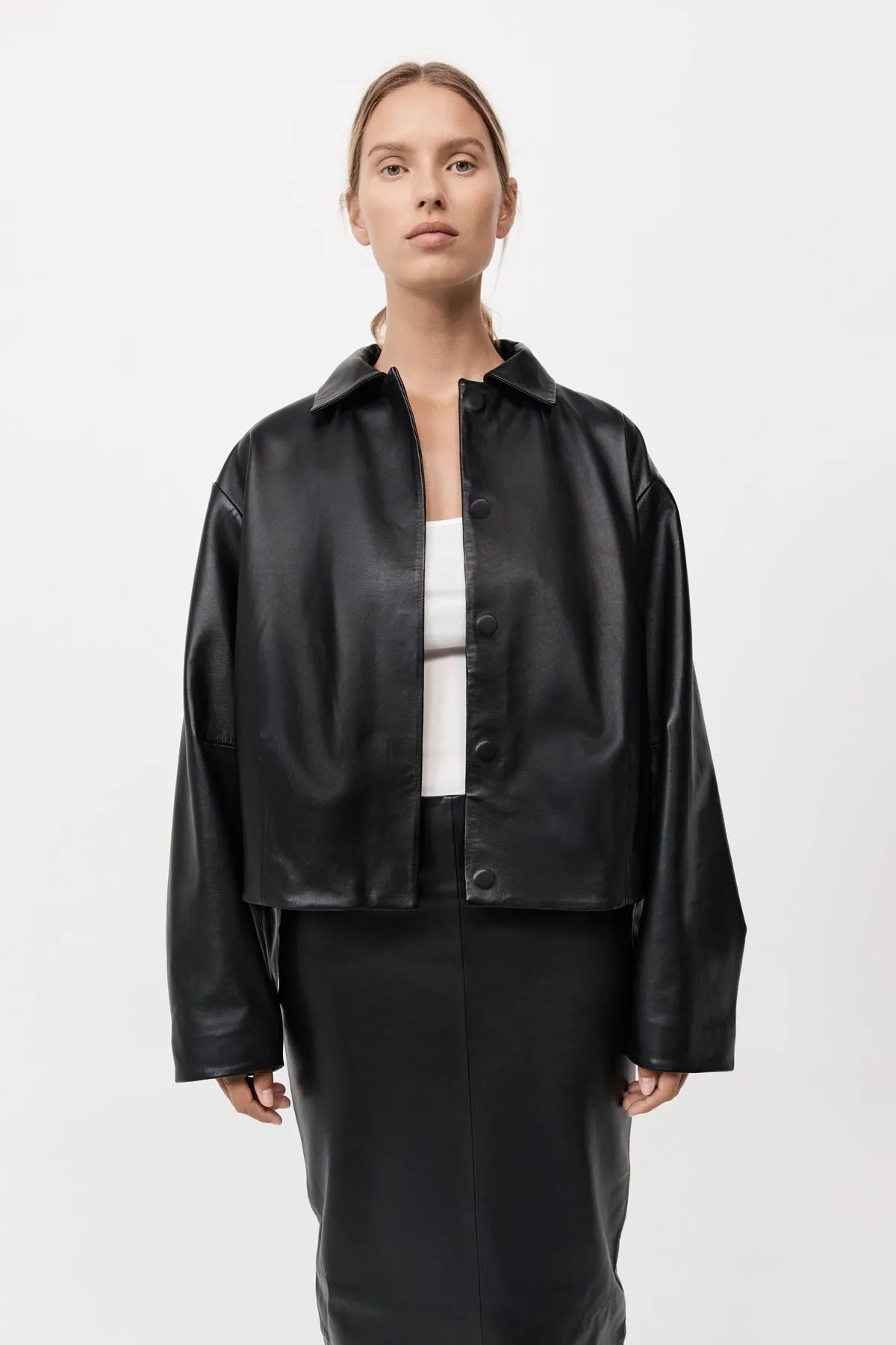 Cocoon Leather Jacket - Black sold by St. Agni