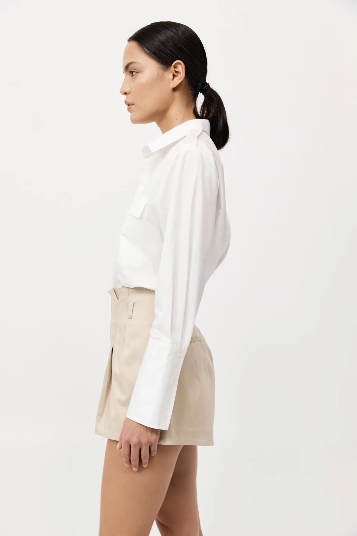 Cotton Paperbag Waist Shorts - Champagne sold by St. Agni product image thumbnail 3