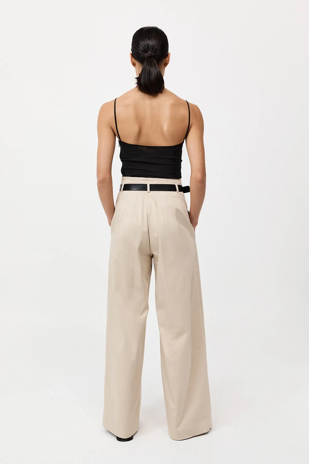 Cotton Paperbag Waist Trousers - Champagne sold by St. Agni product image thumbnail 5