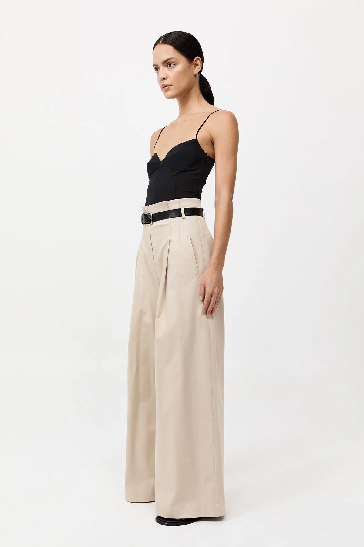 Cotton Paperbag Waist Trousers - Champagne sold by St. Agni product image thumbnail 4