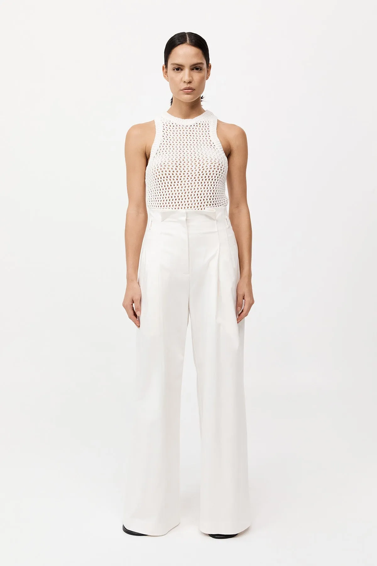 Cotton Paperbag Waist Trousers - Off White sold by St. Agni
