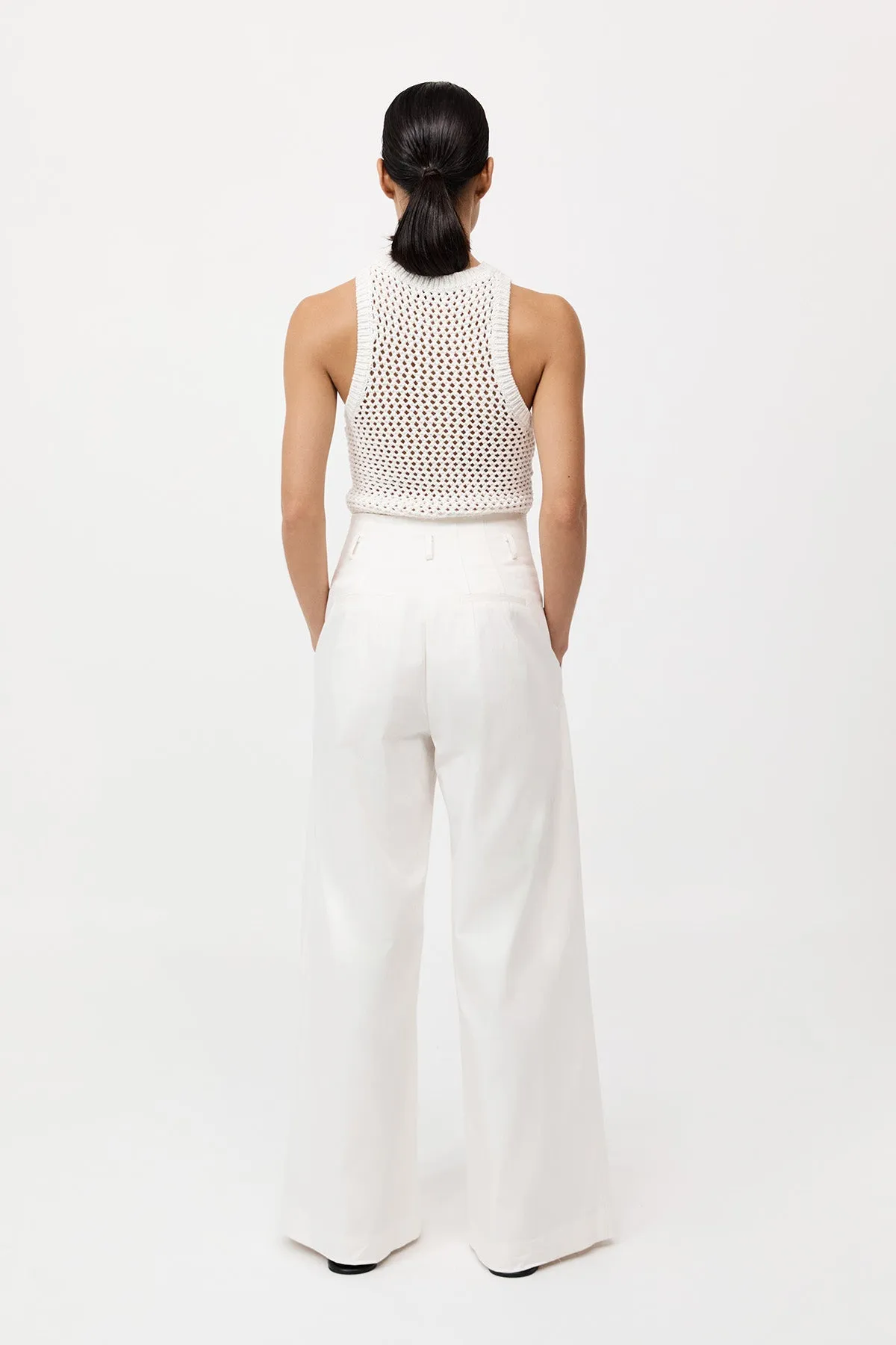 Cotton Paperbag Waist Trousers - Off White sold by St. Agni product image thumbnail 4