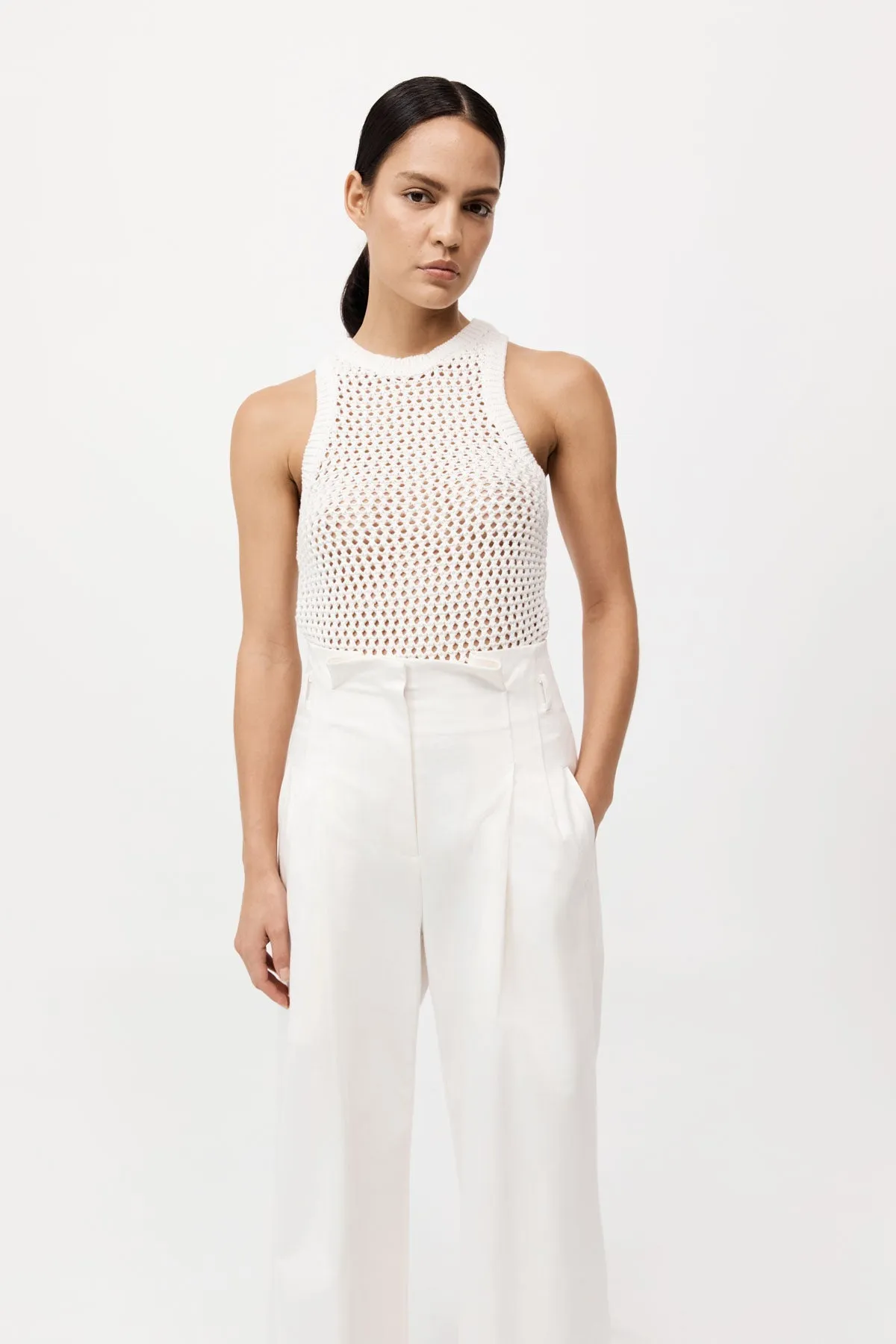 Cotton Paperbag Waist Trousers - Off White sold by St. Agni product image thumbnail 2