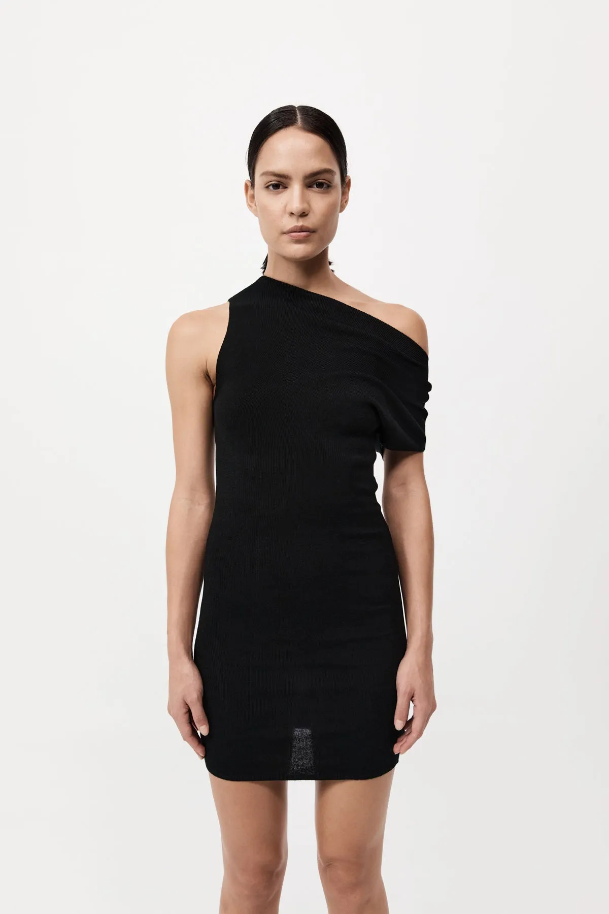 Asymmetric Knit Mini Dress - Black sold by St. Agni product image thumbnail 2