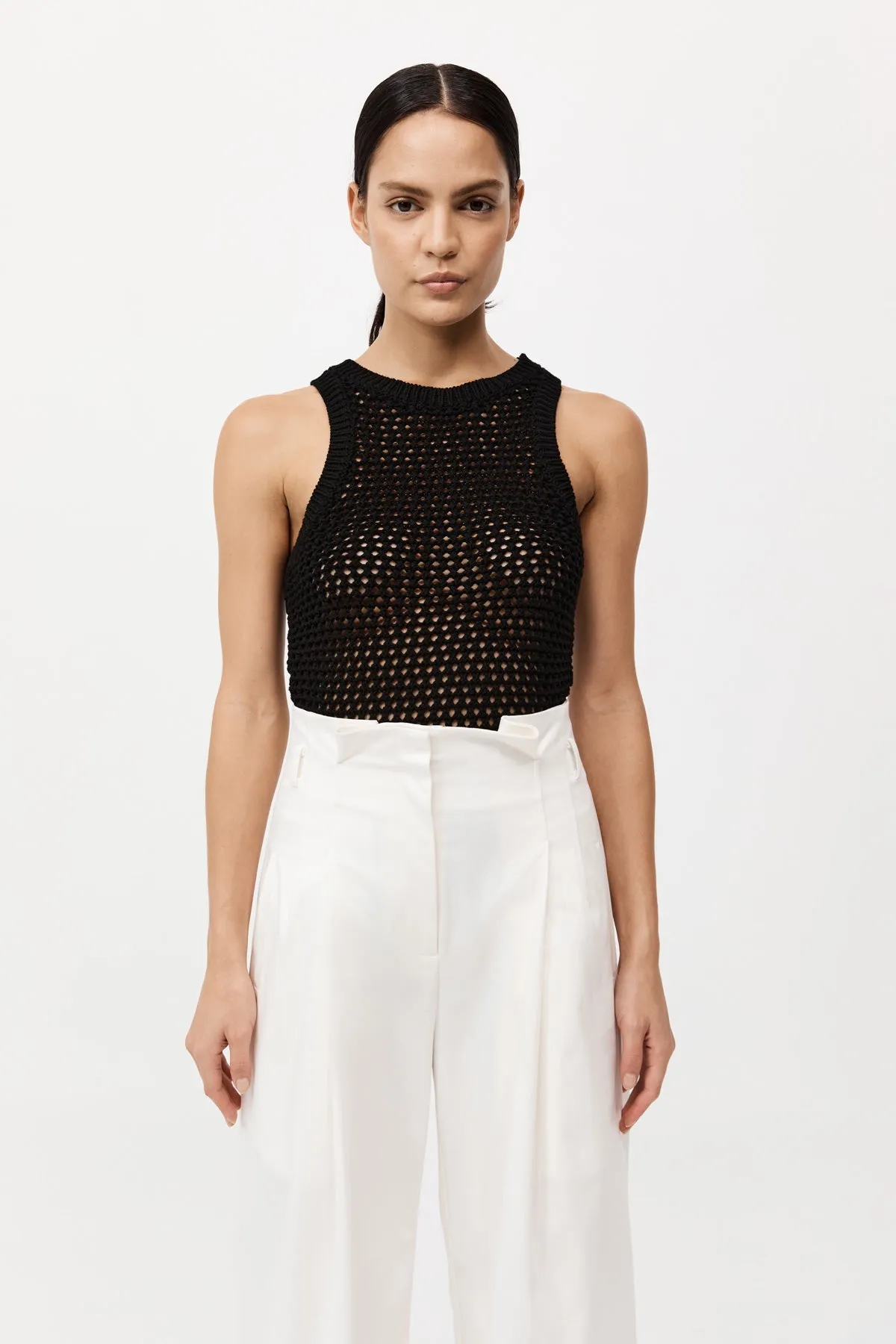 Cotton Crochet Tank - Black sold by St. Agni