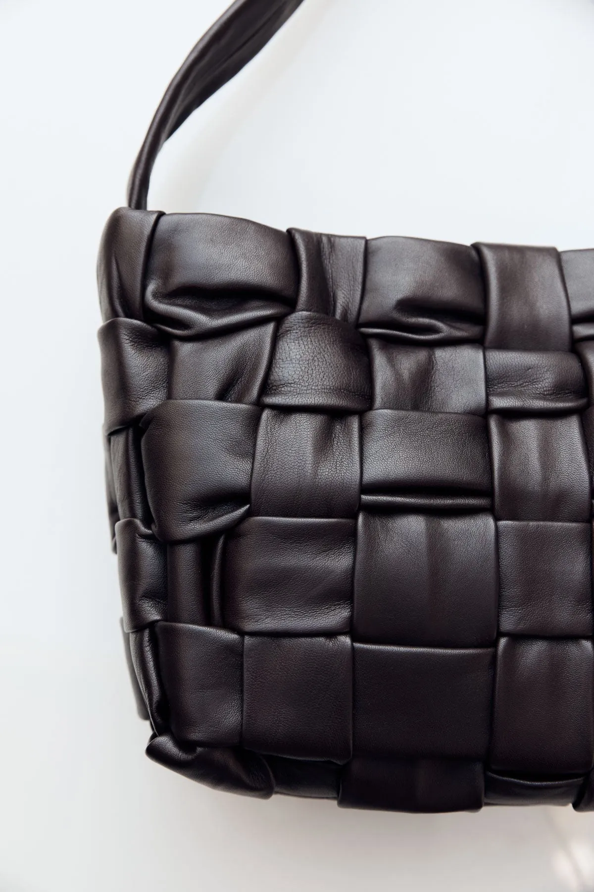 Textured Mini Woven Tote - Chocolate sold by St. Agni product image thumbnail 4