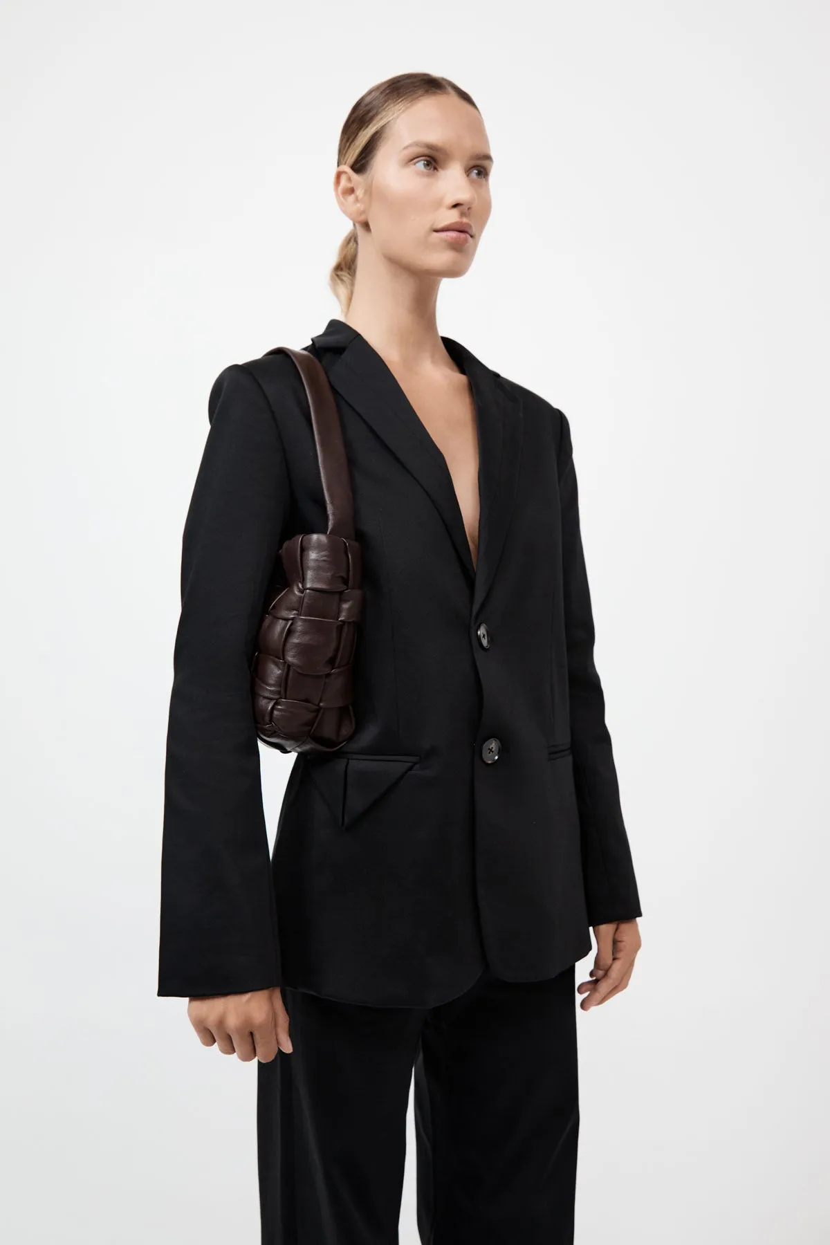 Textured Mini Woven Tote - Chocolate sold by St. Agni product image thumbnail 3