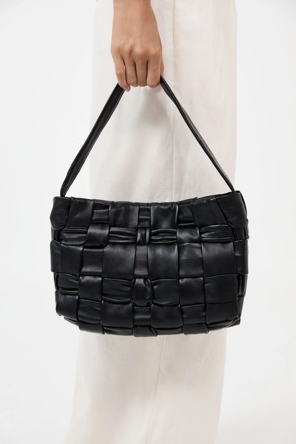 Textured Mini Woven Tote - Black sold by St. Agni product image thumbnail 2