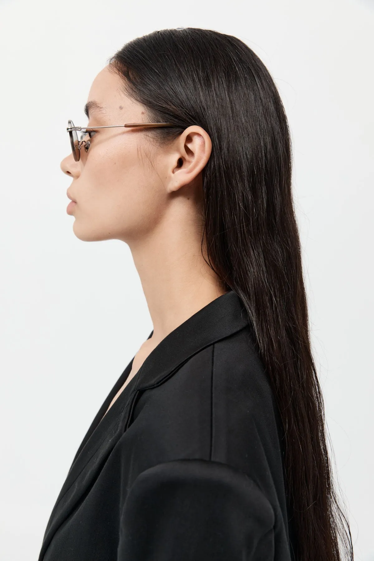 Fine Metal Oval Sunglasses - Chrome/Brown sold by St. Agni product image thumbnail 3