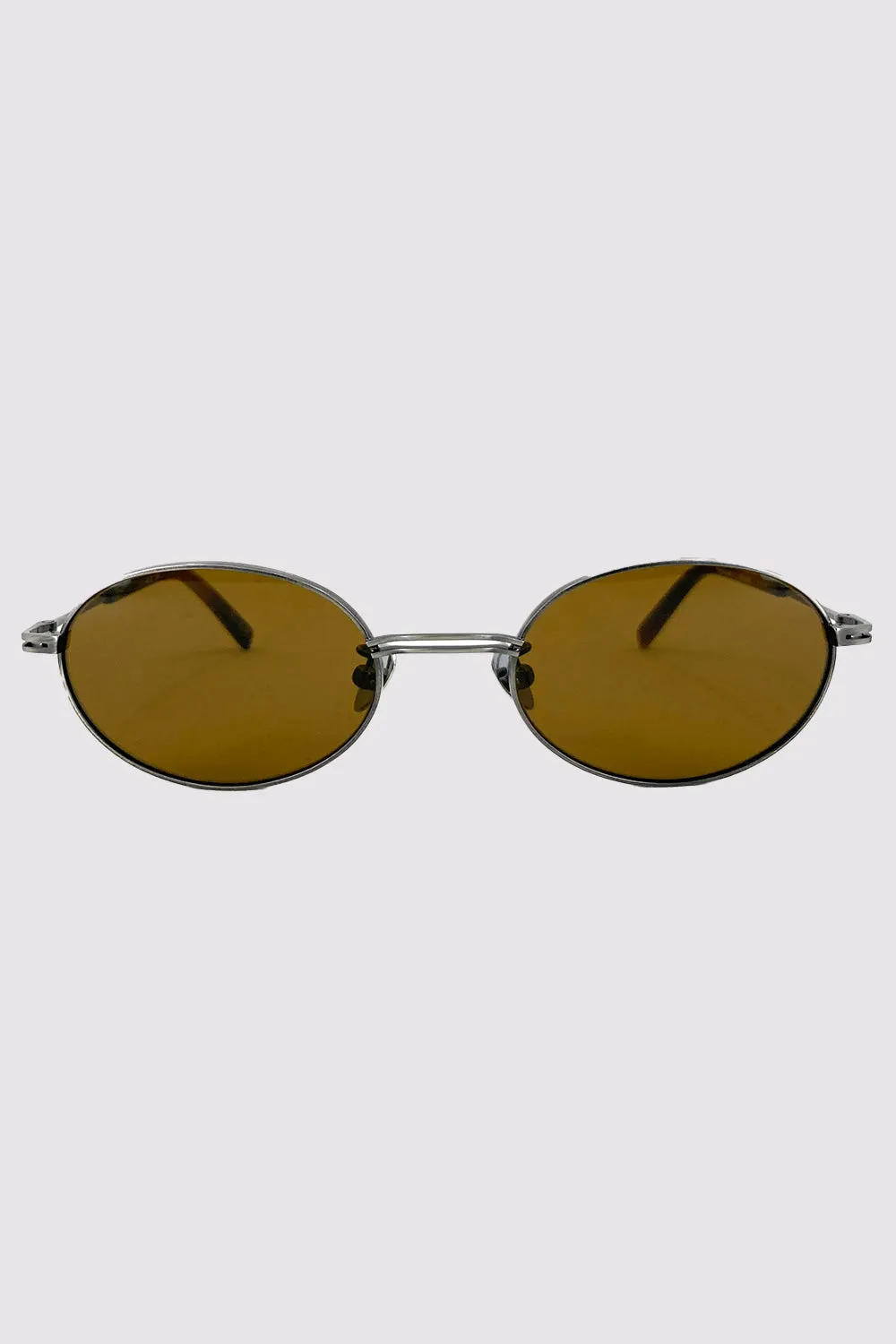 Fine Metal Oval Sunglasses - Chrome/Brown sold by St. Agni product image thumbnail 4