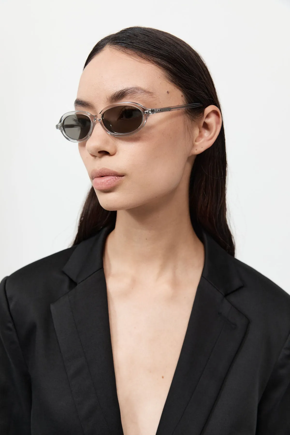 90s Slim Oval Sunglasses - Smoke sold by St. Agni product image thumbnail 2