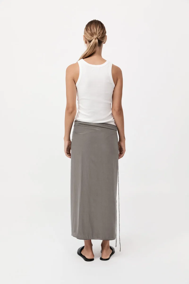 Silk Wrap Tie Skirt - Slate sold by St. Agni product image thumbnail 3