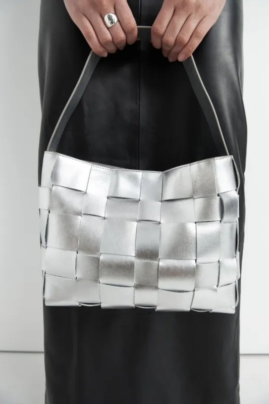 Woven Mini Tote - Silver sold by St. Agni