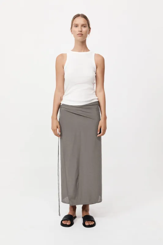 Silk Wrap Tie Skirt - Slate Grey sold by St. Agni
