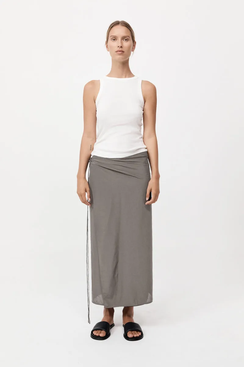 Silk Wrap Tie Skirt - Slate Grey sold by St. Agni