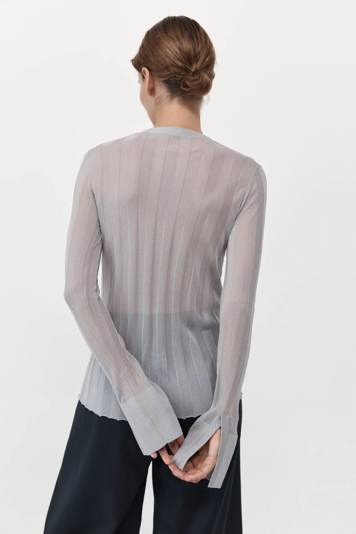 Fine Pleat Knit Shirt - Silver sold by St. Agni product image thumbnail 3