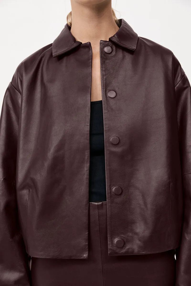 Cocoon Leather Jacket - Bordeaux sold by St. Agni product image thumbnail 3