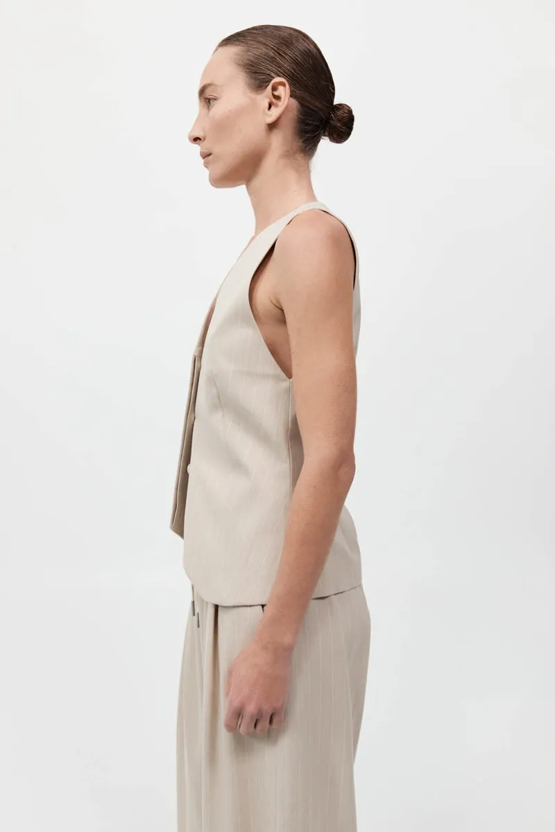 Pinstripe Wool Vest - Latte sold by St. Agni product image thumbnail 3