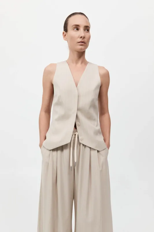 Pinstripe Wool Vest - Latte sold by St. Agni