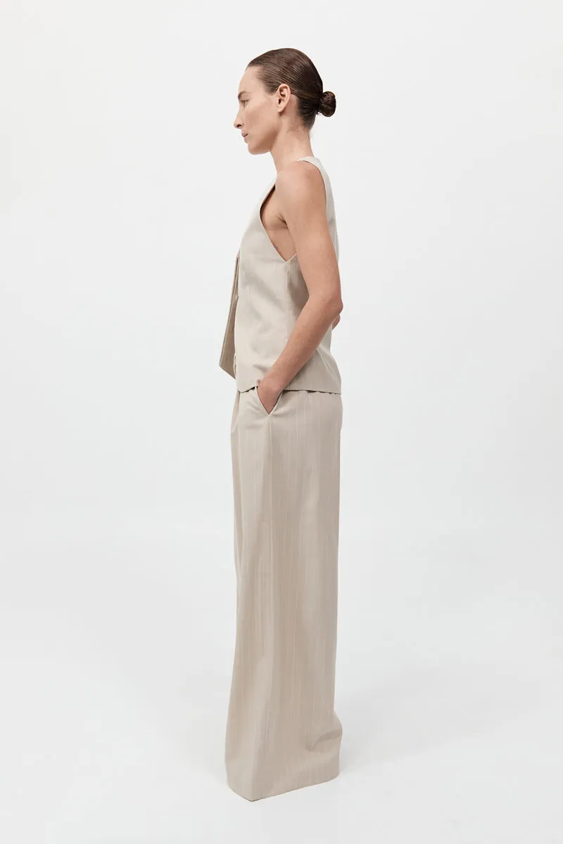 Pinstripe Wool Drawstring Pants - Latte sold by St. Agni product image thumbnail 3