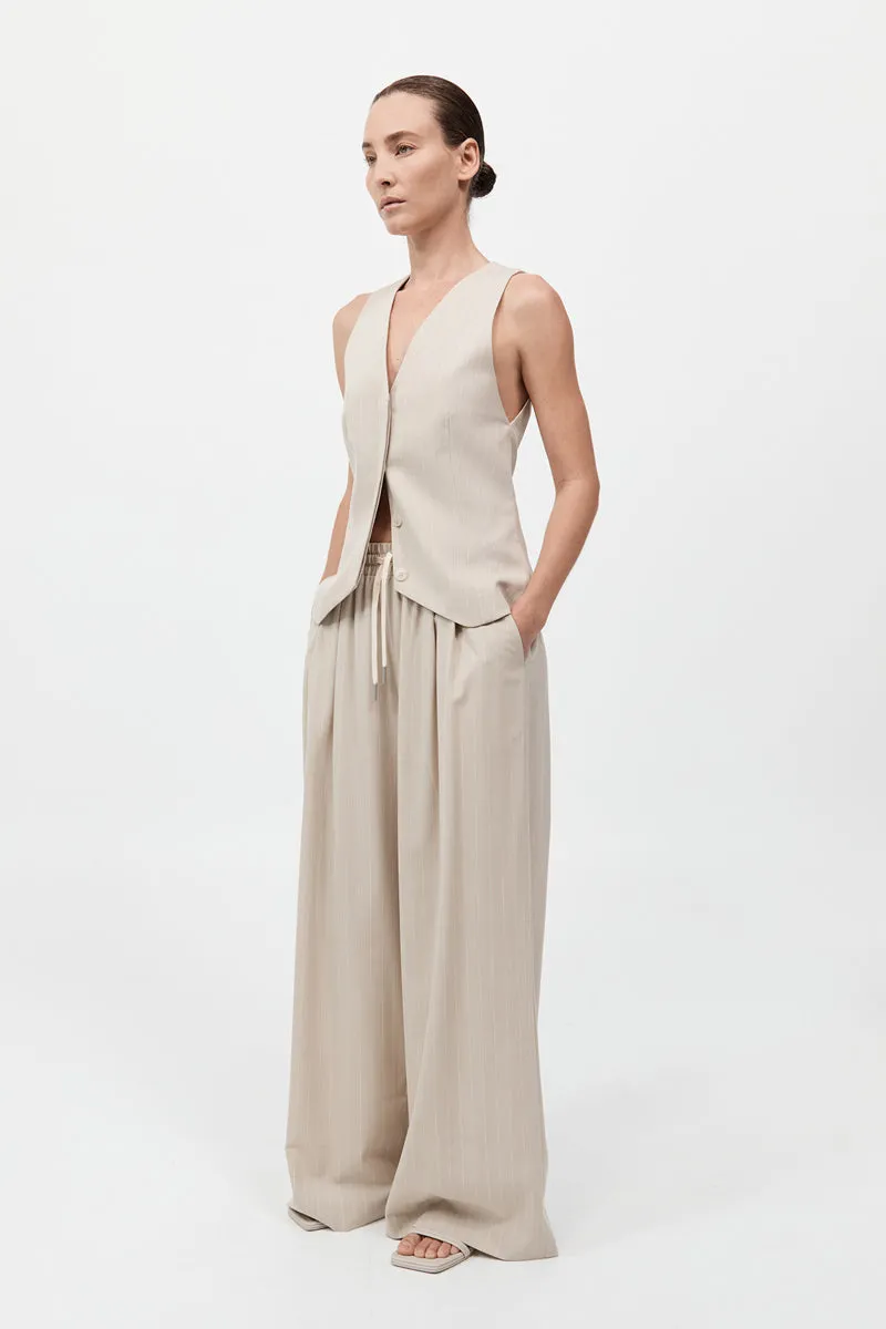 Pinstripe Wool Drawstring Pants - Latte sold by St. Agni product image thumbnail 2