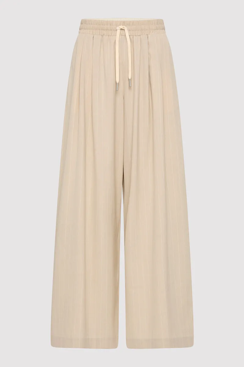 Pinstripe Wool Drawstring Pants - Latte sold by St. Agni product image thumbnail 5