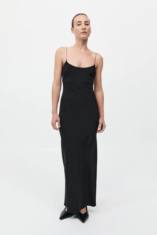 Fine Chain Silk Slip Dress - Black sold by St. Agni