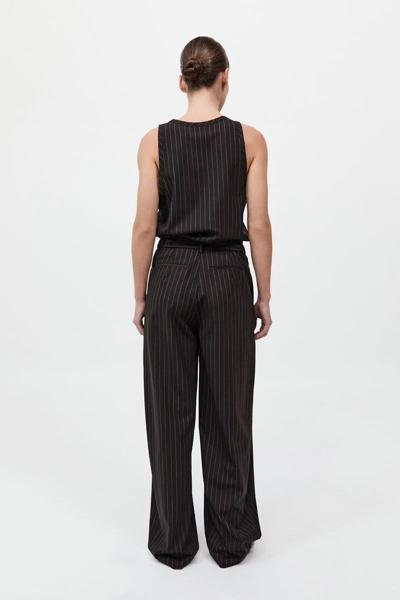Wool Pinstripe Tapered Pants - Mahogany Stripe sold by St. Agni product image thumbnail 5