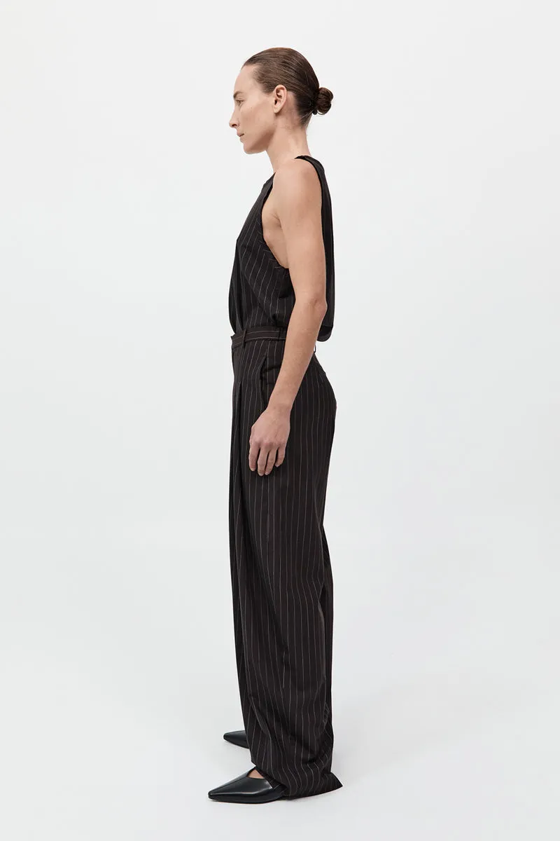 Wool Pinstripe Tapered Pants - Mahogany Stripe sold by St. Agni product image thumbnail 4