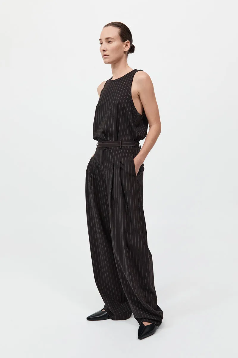 Wool Pinstripe Tapered Pants - Mahogany Stripe sold by St. Agni product image thumbnail 3