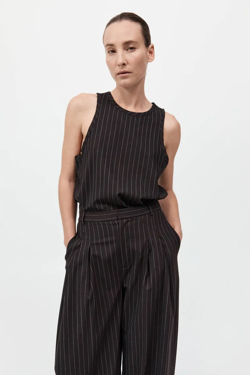Wool Pinstripe Tank - Mahogany Stripe sold by St. Agni