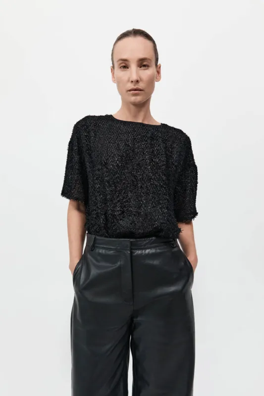 Feathered Silk Tee - Black sold by St. Agni