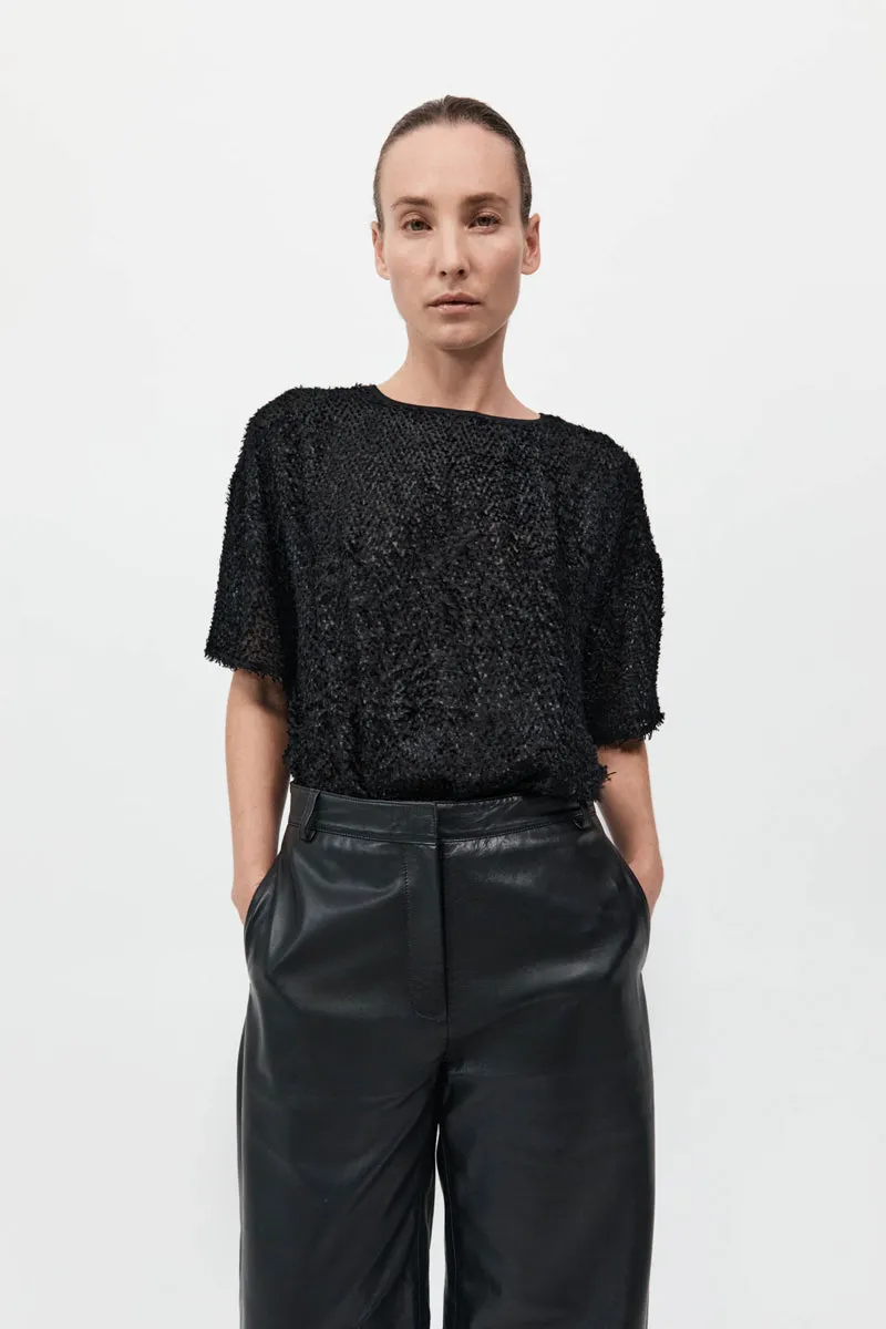 Feathered Silk Tee - Black sold by St. Agni