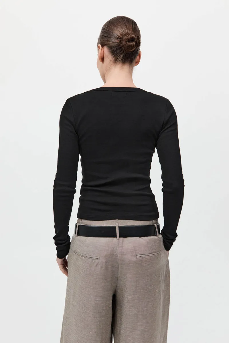 Organic Cotton Long Sleeve Top - Jet Black sold by St. Agni product image thumbnail 5