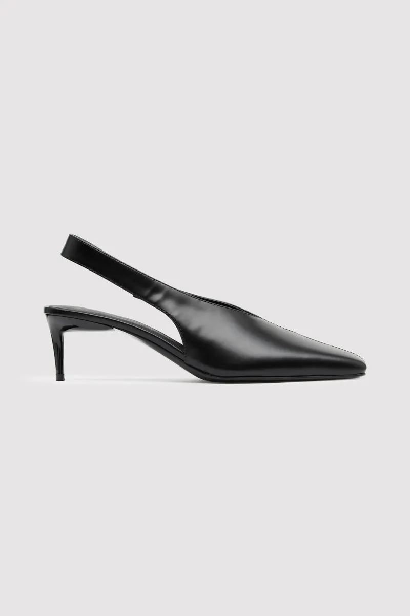 Square Toe Sling Back Heel - Black sold by St. Agni