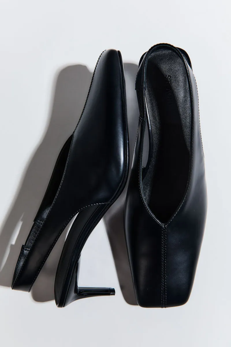 Square Toe Sling Back Heel - Black sold by St. Agni product image thumbnail 4