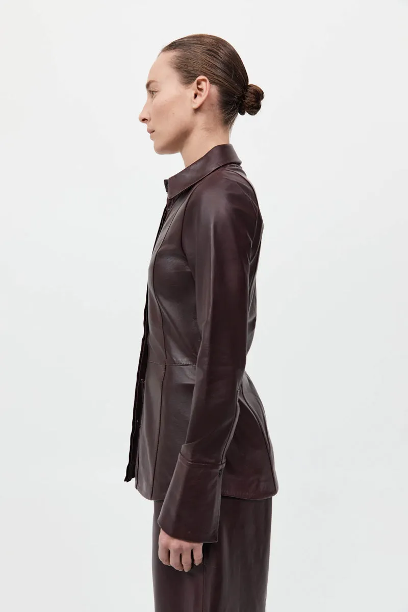 Leather Panelled Shirt - Bordeaux sold by St. Agni product image thumbnail 5
