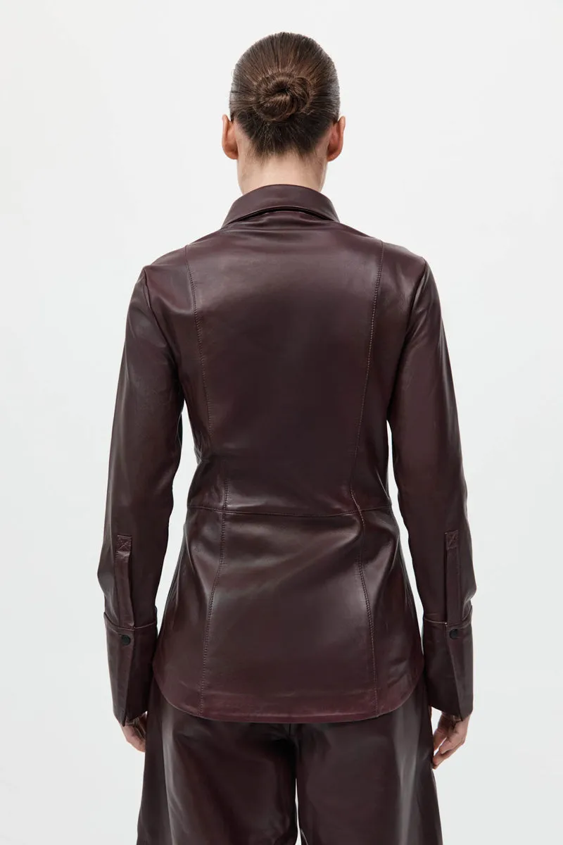 Leather Panelled Shirt - Bordeaux sold by St. Agni product image thumbnail 4