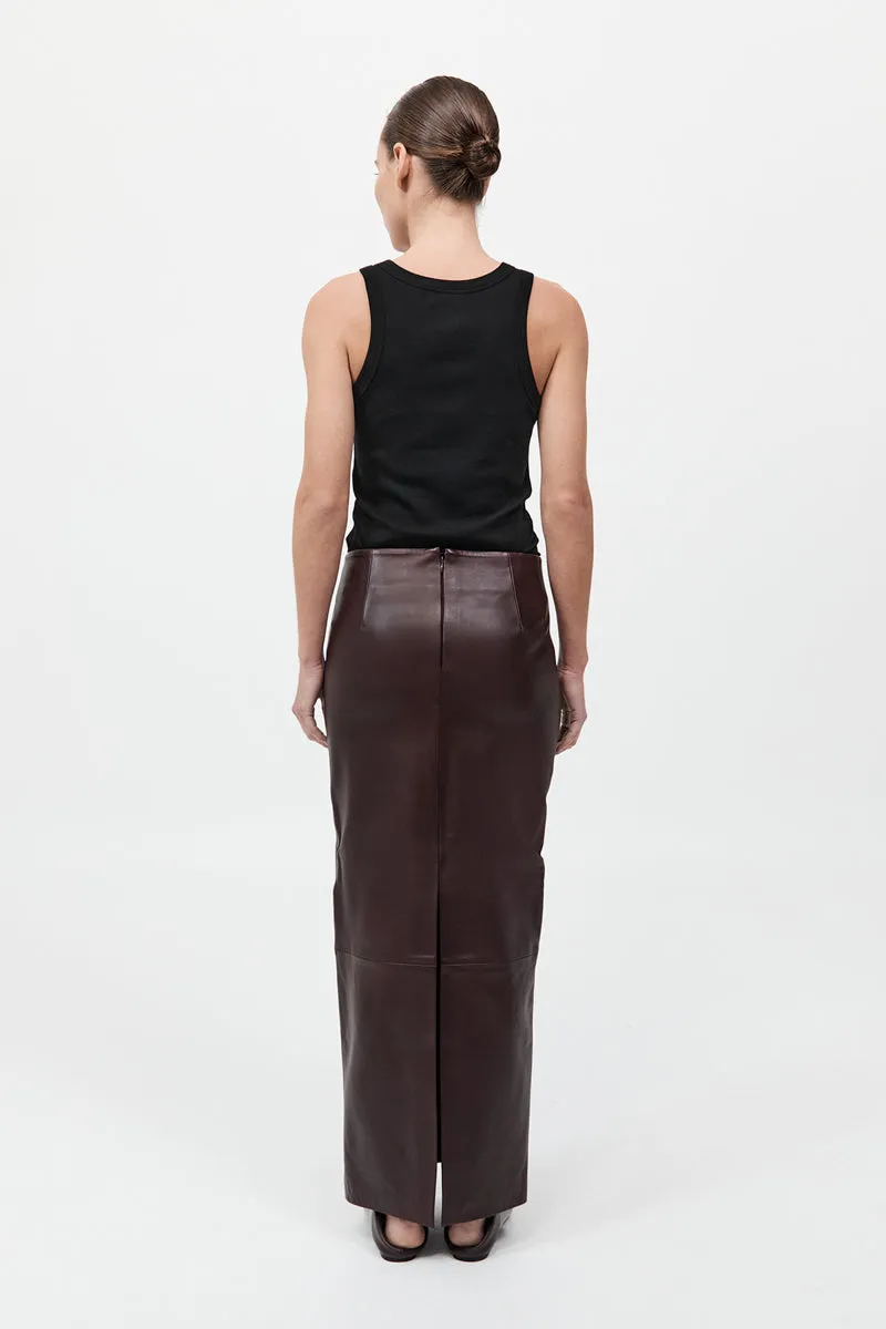 Leather Column Skirt - Bordeaux sold by St. Agni product image thumbnail 5