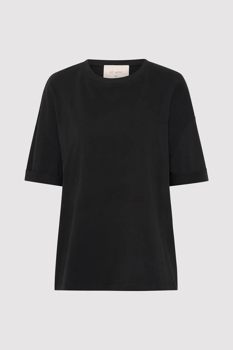 Organic Cotton Relaxed Tee - Black sold by St. Agni product image thumbnail 4