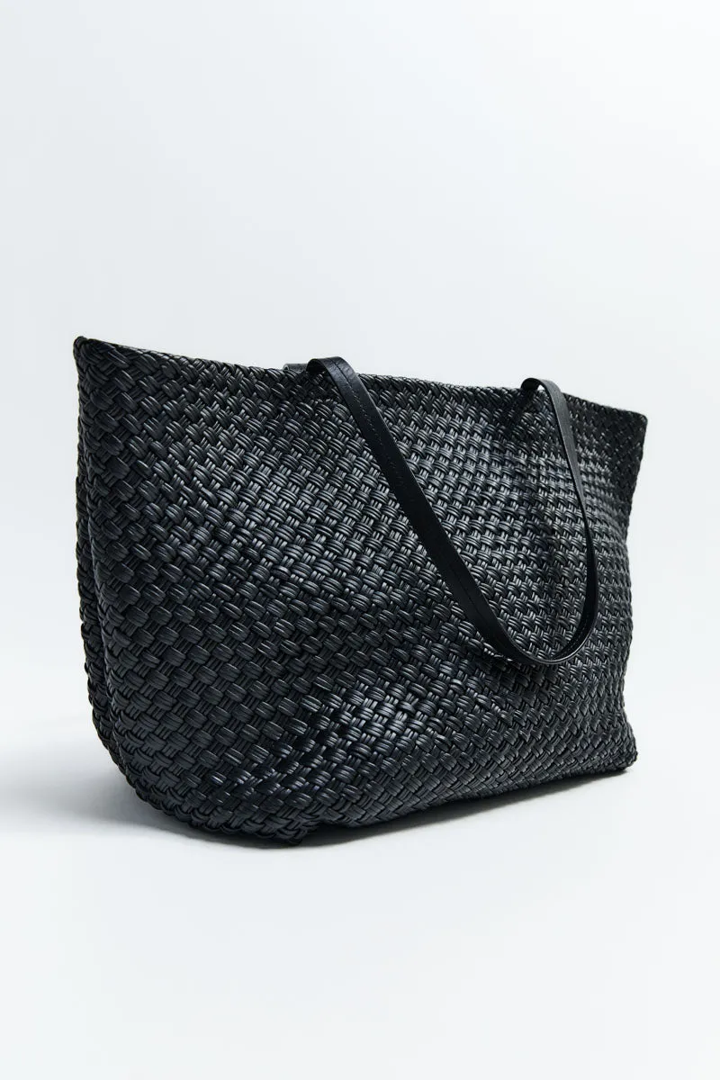 Large Woven Trapeze Bag - Black sold by St. Agni