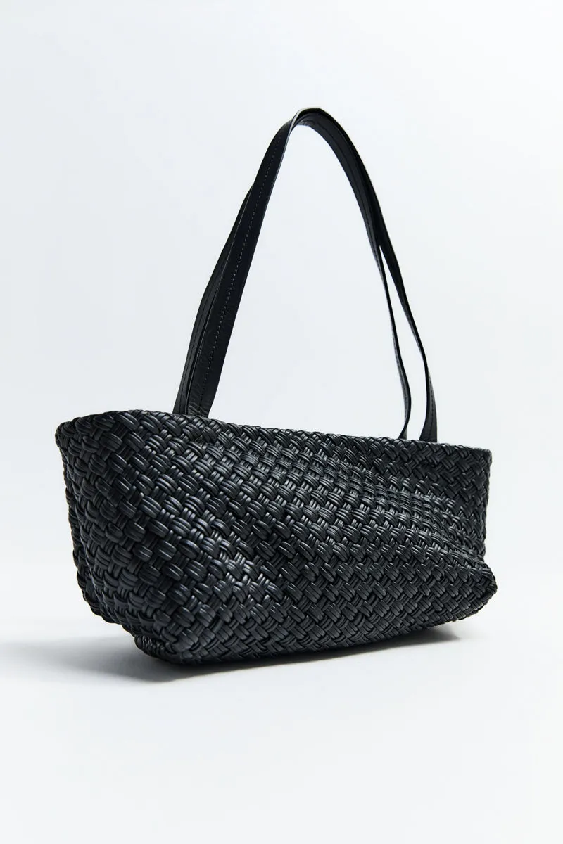 Petit Woven Trapeze Bag - Black sold by St. Agni