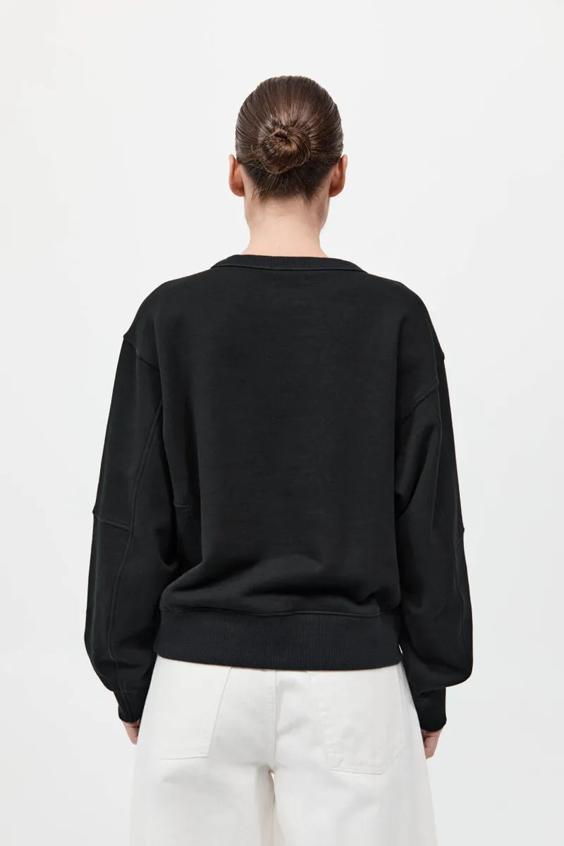 Organic Cotton Panelled Sweater - Black sold by St. Agni product image thumbnail 4