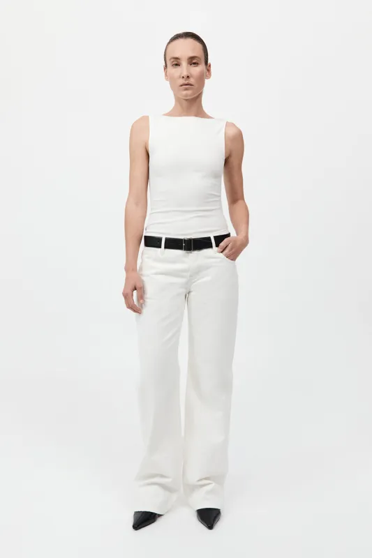 Rib Bateau Cut Out Top - White sold by St. Agni