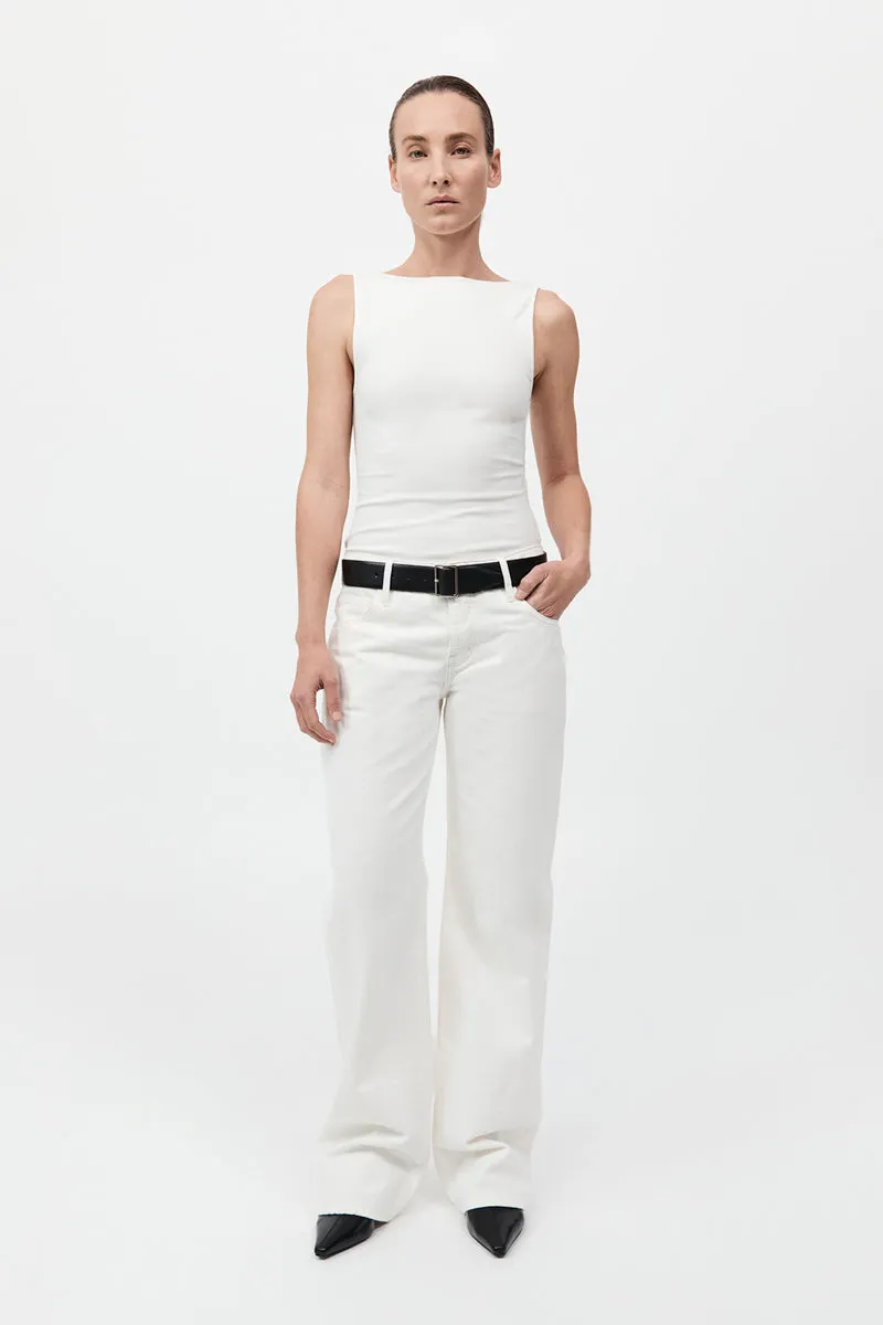 Rib Bateau Cut Out Top - White sold by St. Agni