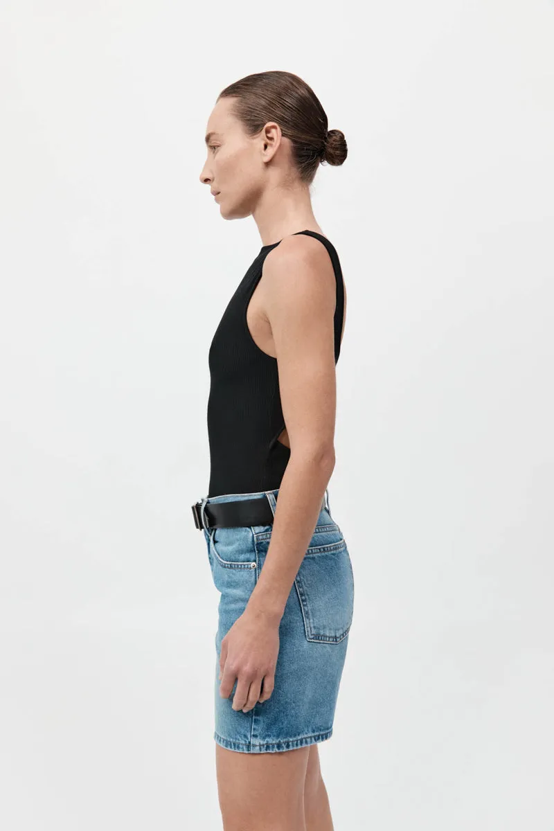 Rib Bateau Cut Out Top - Black sold by St. Agni product image thumbnail 3